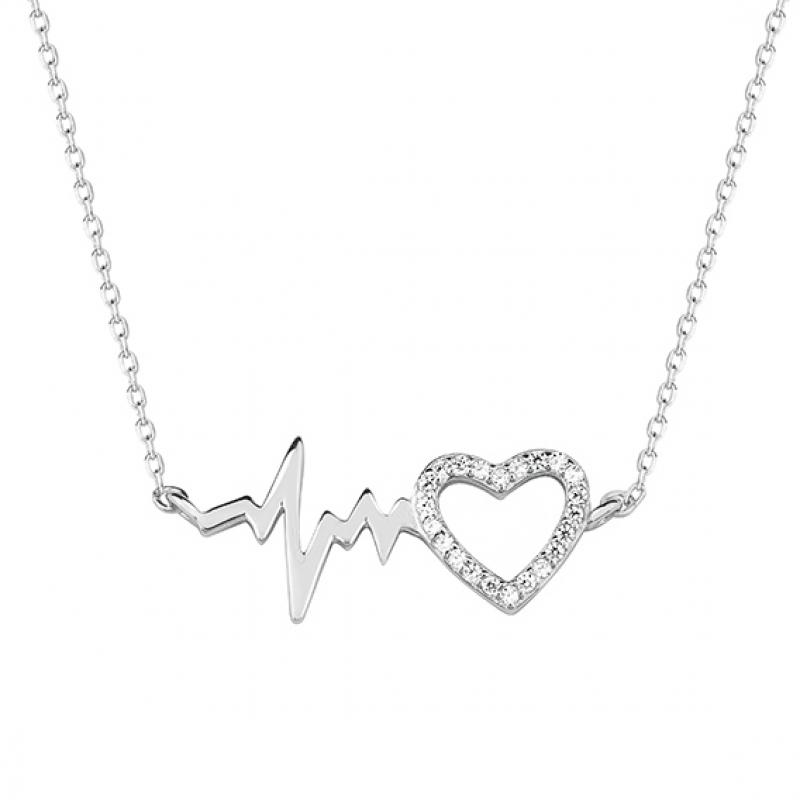 Colier argint inima cu pietre Heart Beat DiAmanti Z1533N-DIA (Argint 925‰ 2,3 g.)